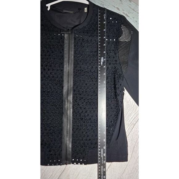 Elie Tahari Black Mesh Front & Trim Zip Front Blazer Moto Grunge Punk MEDIUM - Picture 12 of 12